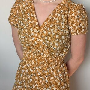 Floral Yellow Midi Dress